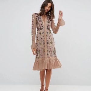 Frock and frill embroidered pink dress